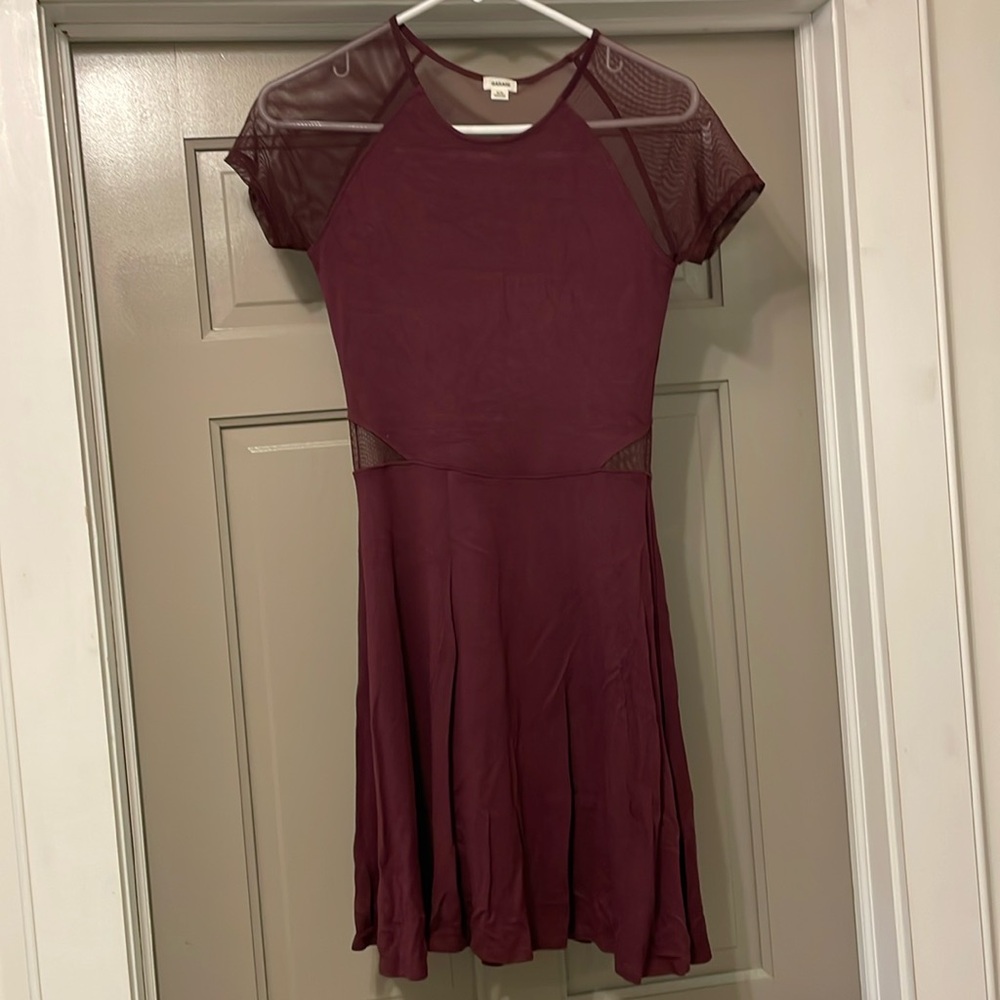 Maroon skater dress with mesh detail. Juniors medium.
